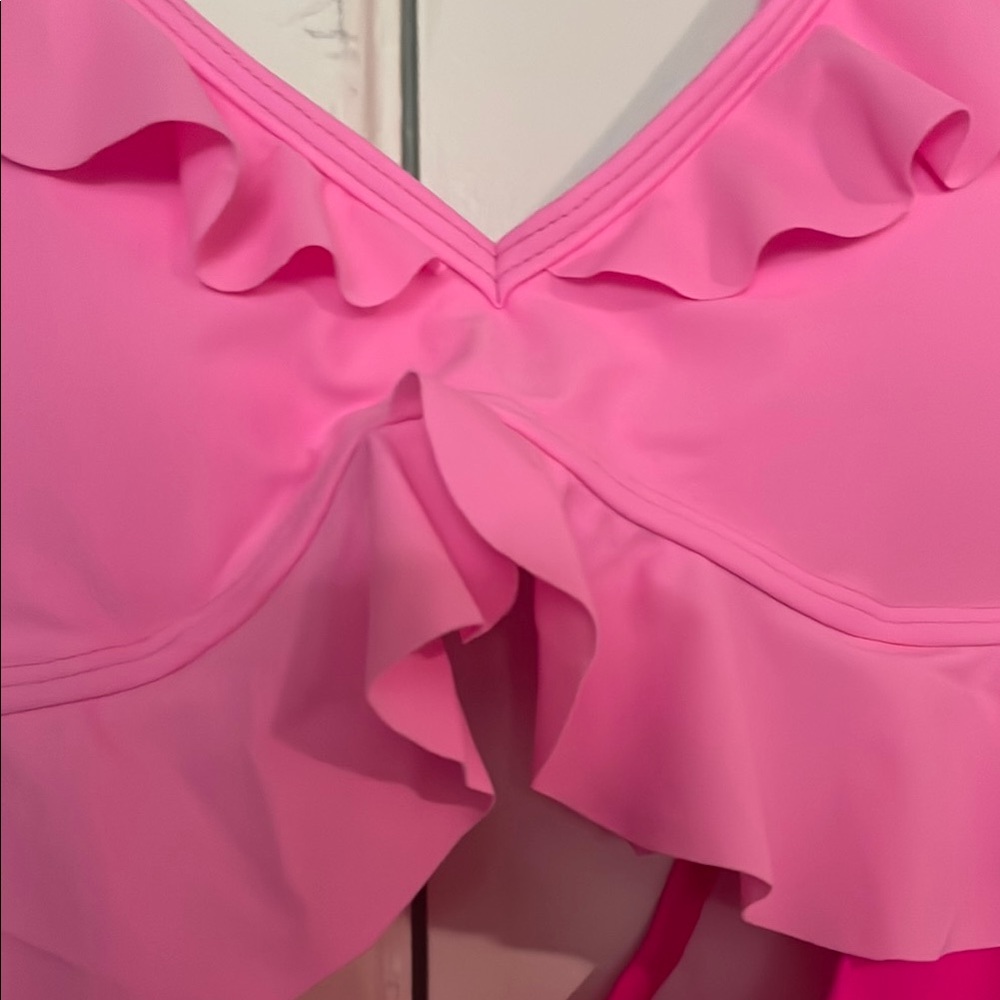 Pink Ruffled One-Piece Swimsuit - Picture 6 of 7
